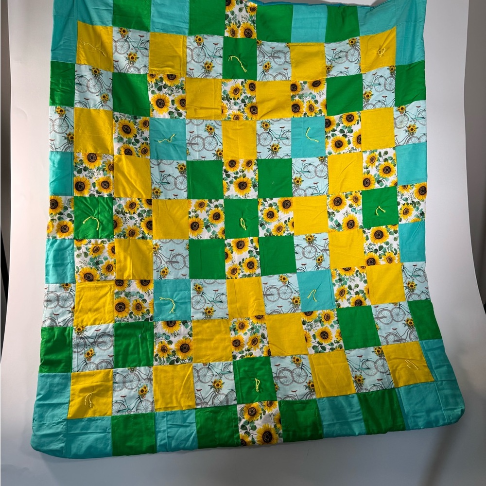 Colorful Handmade Patchwork Throw Quilt 42" x 58"